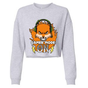 Gamer Mode On Funny Video Gamer Console Gaming Humor Funny Gift Cropped Pullover Crew