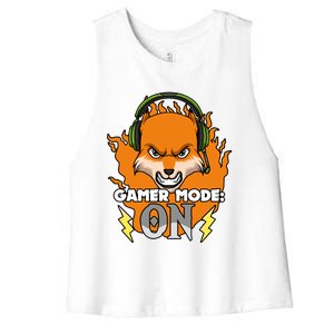 Gamer Mode On Funny Video Gamer Console Gaming Humor Funny Gift Women's Racerback Cropped Tank