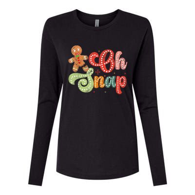 Gingerbread Man Oh Snap Christmas Funny Cookie Baking Womens Cotton Relaxed Long Sleeve T-Shirt