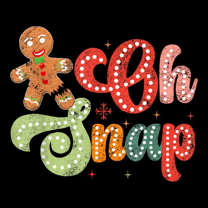 Gingerbread Man Oh Snap Christmas Funny Cookie Baking 7-Panel Snapback Hat