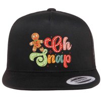 Gingerbread Man Oh Snap Christmas Funny Cookie Baking Flat Bill Trucker Hat