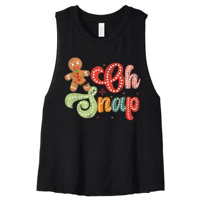 Gingerbread Man Oh Snap Christmas Funny Cookie Baking Women's Racerback Cropped Tank