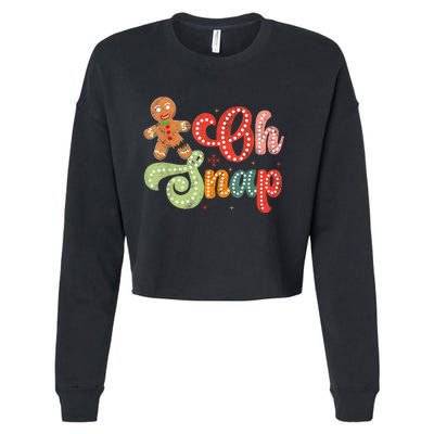 Gingerbread Man Oh Snap Christmas Funny Cookie Baking Cropped Pullover Crew