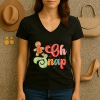 Gingerbread Man Oh Snap Christmas Funny Cookie Baking Women's V-Neck T-Shirt