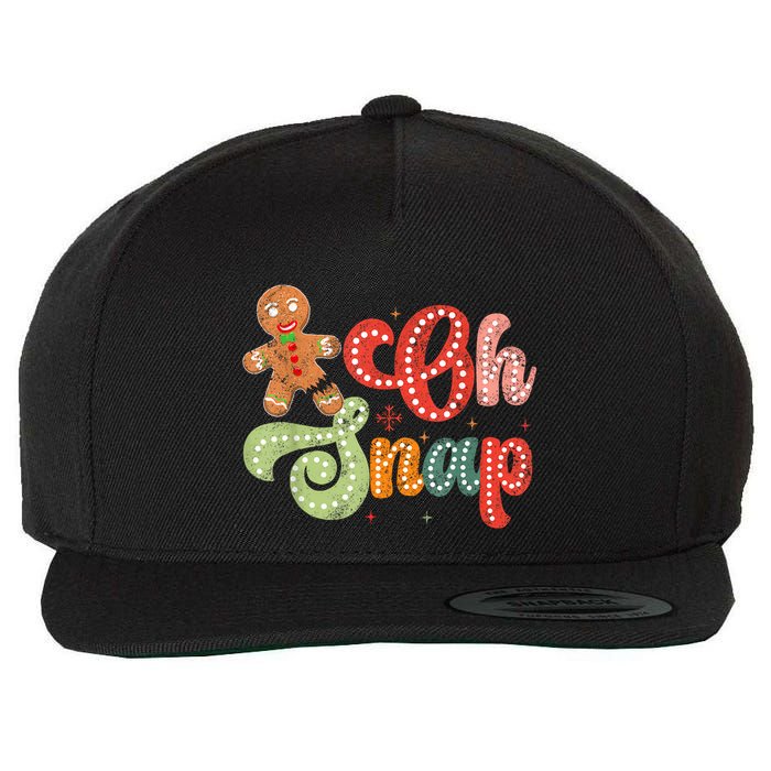 Gingerbread Man Oh Snap Christmas Funny Cookie Baking Wool Snapback Cap