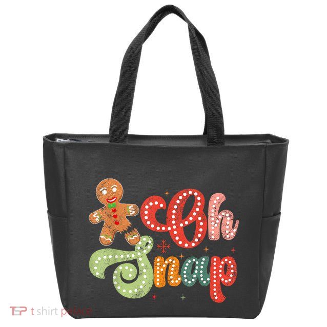 Gingerbread Man Oh Snap Christmas Funny Cookie Baking Zip Tote Bag