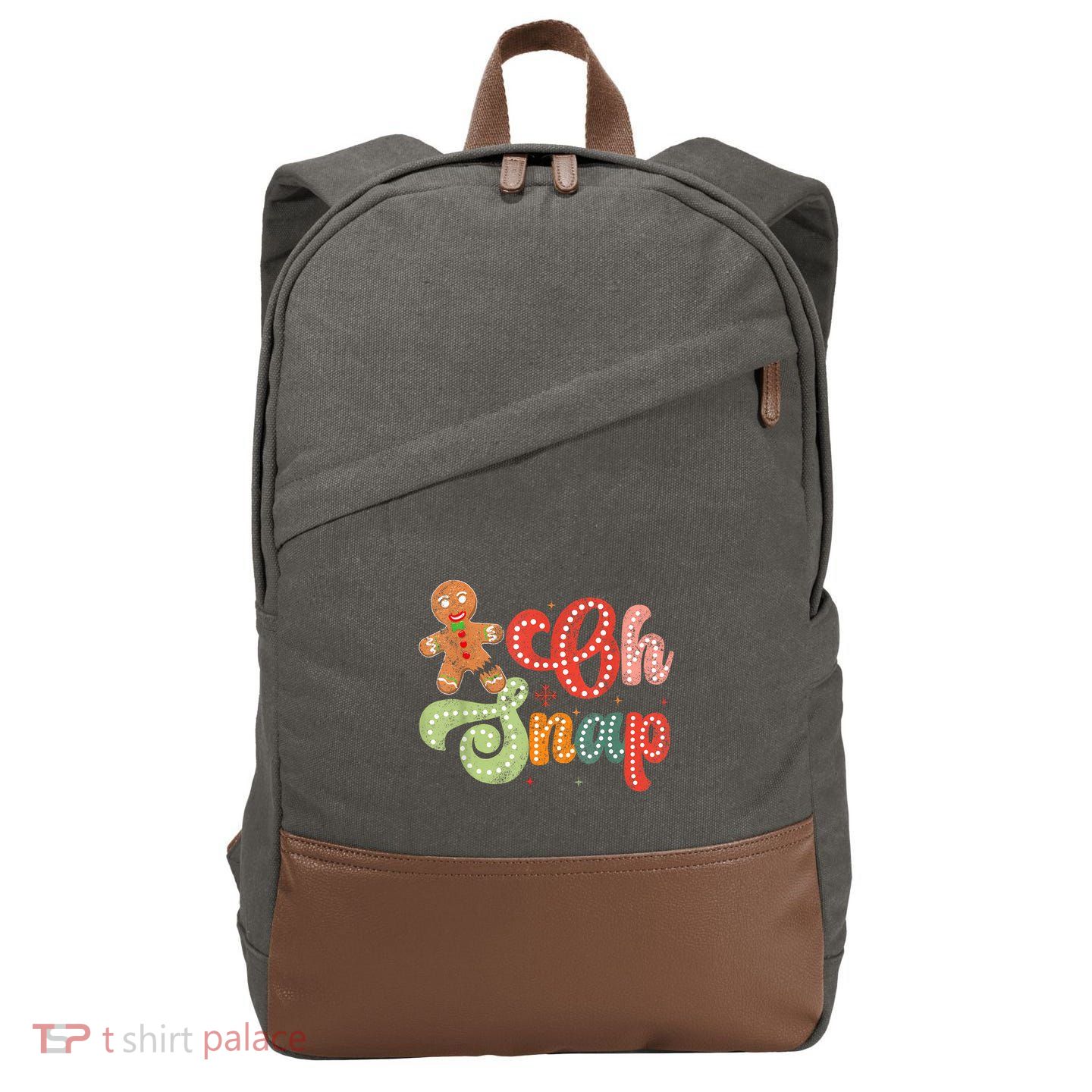 Gingerbread Man Oh Snap Christmas Funny Cookie Baking Cotton Canvas Backpack
