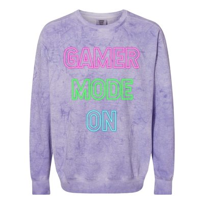 Gamer Mode On Saying Cool Gaming Christmas Gift Cool Gift Colorblast Crewneck Sweatshirt