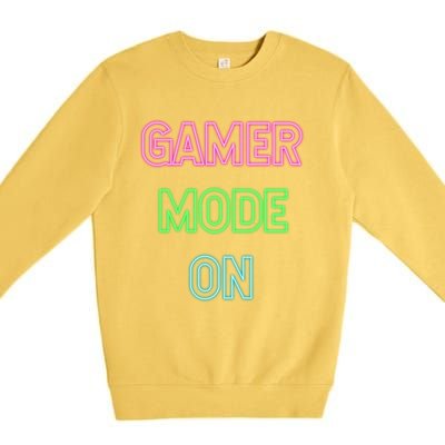 Gamer Mode On Saying Cool Gaming Christmas Gift Cool Gift Premium Crewneck Sweatshirt