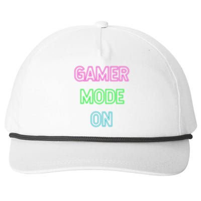 Gamer Mode On Saying Cool Gaming Christmas Gift Cool Gift Snapback Five-Panel Rope Hat