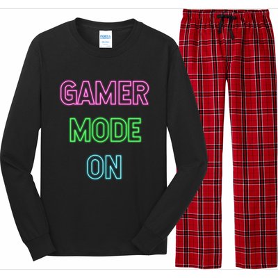 Gamer Mode On Saying Cool Gaming Christmas Gift Cool Gift Long Sleeve Pajama Set