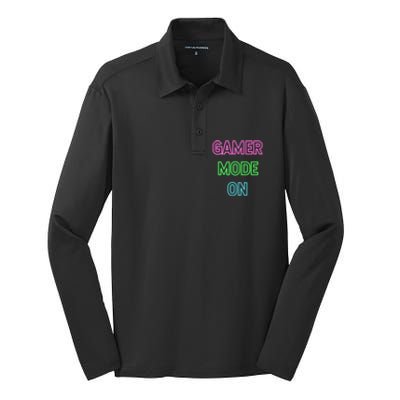 Gamer Mode On Saying Cool Gaming Christmas Gift Cool Gift Silk Touch Performance Long Sleeve Polo