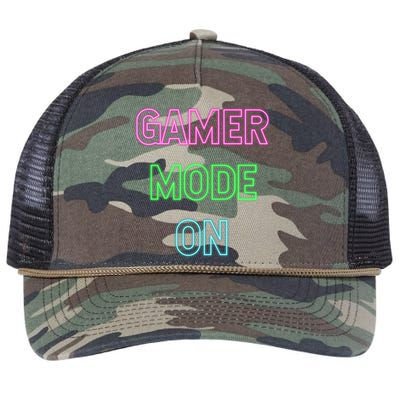 Gamer Mode On Saying Cool Gaming Christmas Gift Cool Gift Retro Rope Trucker Hat Cap