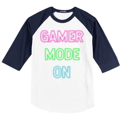 Gamer Mode On Saying Cool Gaming Christmas Gift Cool Gift Baseball Sleeve Shirt