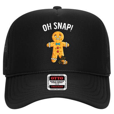 Gingerbread Man Oh Snap Christmas Funny Xmas Cookie Baking High Crown Mesh Back Trucker Hat