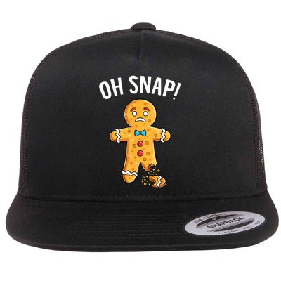 Gingerbread Man Oh Snap Christmas Funny Xmas Cookie Baking Flat Bill Trucker Hat