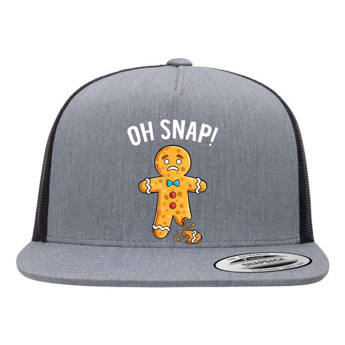 Gingerbread Man Oh Snap Christmas Funny Xmas Cookie Baking Flat Bill Trucker Hat