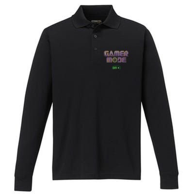 Gamer Mode On Video Game Lover Gamer Gaming Cool Gift Performance Long Sleeve Polo