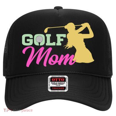 Golf Mom Plays Golf Fitted Gift For Mother's Day High Crown Mesh Back Trucker Hat