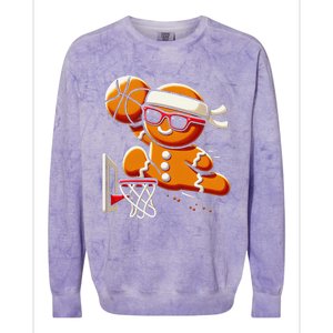 Gingerbread Man Playing Basketball Dunking Christmas Xmas Colorblast Crewneck Sweatshirt