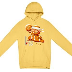 Gingerbread Man Playing Basketball Dunking Christmas Xmas Premium Pullover Hoodie