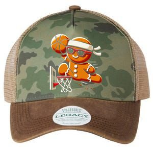 Gingerbread Man Playing Basketball Dunking Christmas Xmas Legacy Tie Dye Trucker Hat