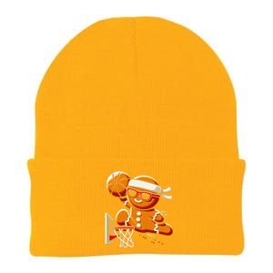 Gingerbread Man Playing Basketball Dunking Christmas Xmas Knit Cap Winter Beanie