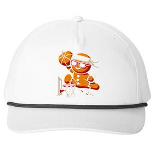 Gingerbread Man Playing Basketball Dunking Christmas Xmas Snapback Five-Panel Rope Hat