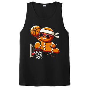 Gingerbread Man Playing Basketball Dunking Christmas Xmas PosiCharge Competitor Tank