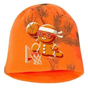 Gingerbread Man Playing Basketball Dunking Christmas Xmas Kati - Camo Knit Beanie