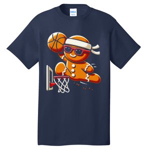 Gingerbread Man Playing Basketball Dunking Christmas Xmas Tall T-Shirt