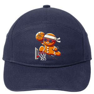 Gingerbread Man Playing Basketball Dunking Christmas Xmas 7-Panel Snapback Hat