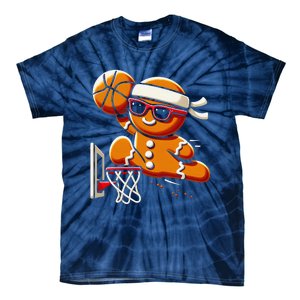 Gingerbread Man Playing Basketball Dunking Christmas Xmas Tie-Dye T-Shirt