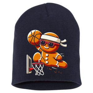 Gingerbread Man Playing Basketball Dunking Christmas Xmas Short Acrylic Beanie