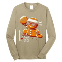 Gingerbread Man Playing Basketball Dunking Christmas Xmas Long Sleeve Shirt