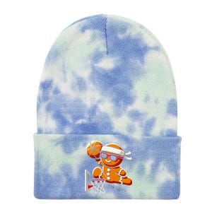 Gingerbread Man Playing Basketball Dunking Christmas Xmas Tie Dye 12in Knit Beanie