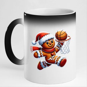 Gingerbread Man Playing Basketball Christmas Xmas 11oz Black Color Changing Mug