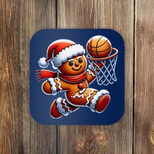 Gingerbread Man Playing Basketball Christmas Xmas Coaster