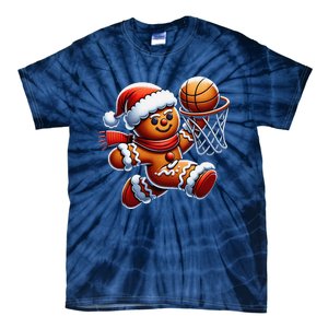 Gingerbread Man Playing Basketball Christmas Xmas Tie-Dye T-Shirt