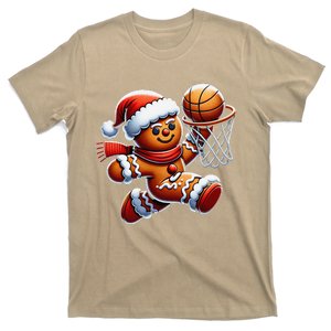 Gingerbread Man Playing Basketball Christmas Xmas T-Shirt