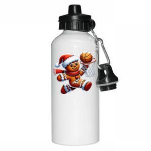 Gingerbread Man Playing Basketball Christmas Xmas Aluminum Water Bottle