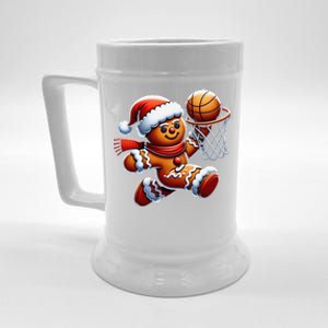 Gingerbread Man Playing Basketball Christmas Xmas Beer Stein