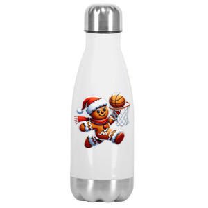 Gingerbread Man Playing Basketball Christmas Xmas Stainless Steel Insulated Water Bottle