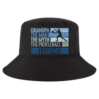 Grandpa Myth Pickleball Legend Vintage Blue Graphic Funny Gift Cool Comfort Performance Bucket Hat