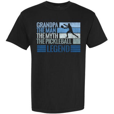 Grandpa Myth Pickleball Legend Vintage Blue Graphic Funny Gift Garment-Dyed Heavyweight T-Shirt