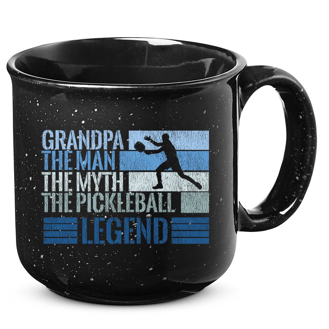 Grandpa Myth Pickleball Legend Vintage Blue Graphic Funny Gift 15oz Campfire Ceramic Mug