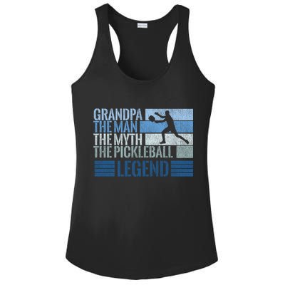 Grandpa Myth Pickleball Legend Vintage Blue Graphic Funny Gift Ladies PosiCharge Competitor Racerback Tank