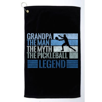 Grandpa Myth Pickleball Legend Vintage Blue Graphic Funny Gift Golf Towel