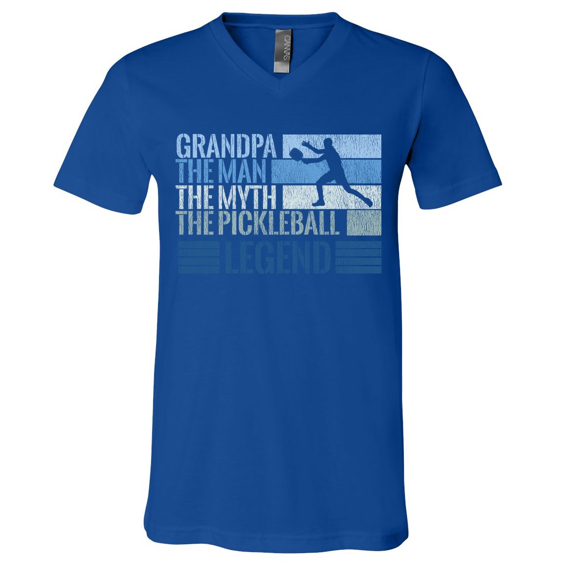 Grandpa Myth Pickleball Legend Vintage Blue Graphic Funny Gift V-Neck T-Shirt