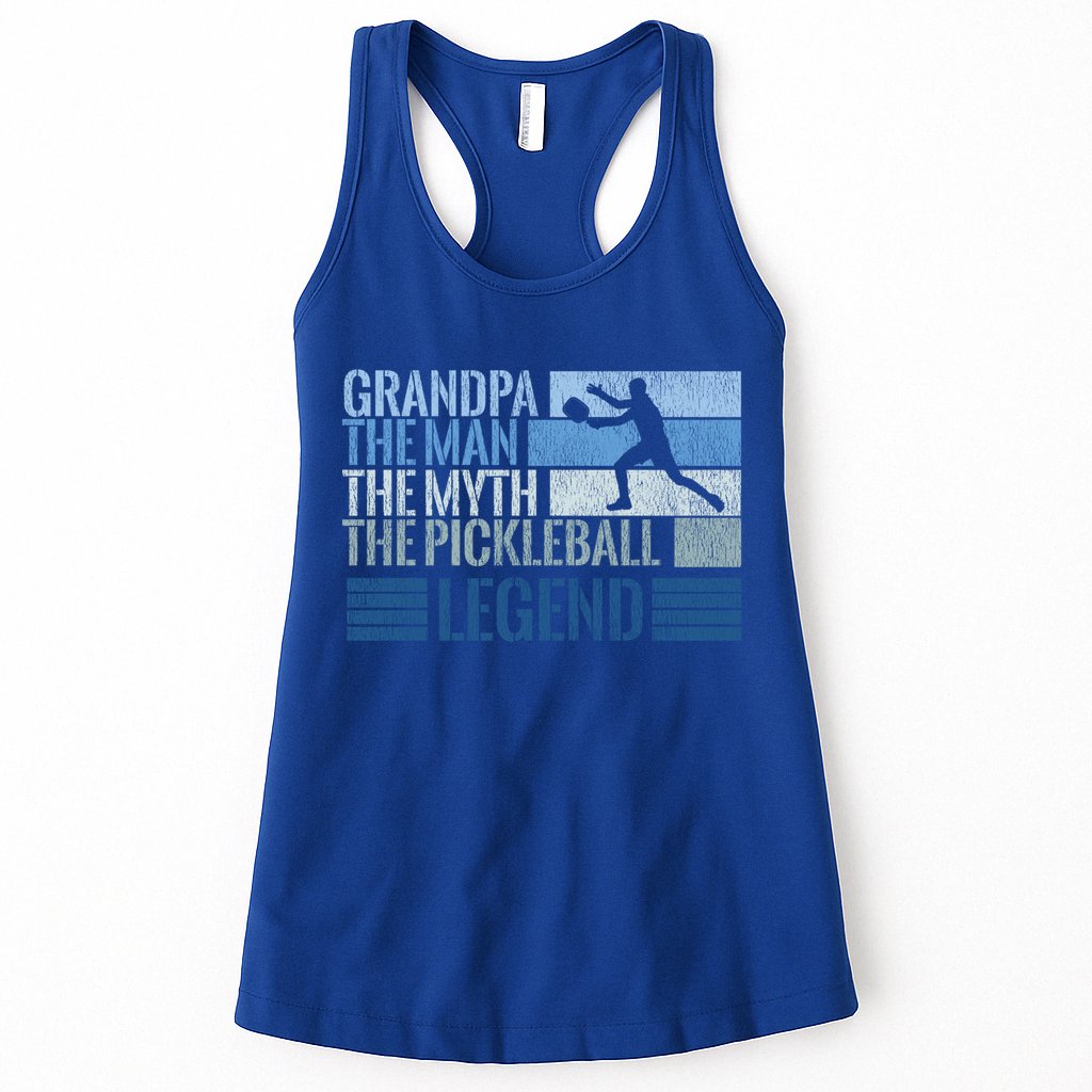 Grandpa Myth Pickleball Legend Vintage Blue Graphic Funny Gift Womens Tank Top